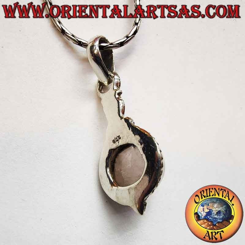 Colgante Cuarzo Rosa Redondo Perlas Plata 925 30mm | Oriental Art