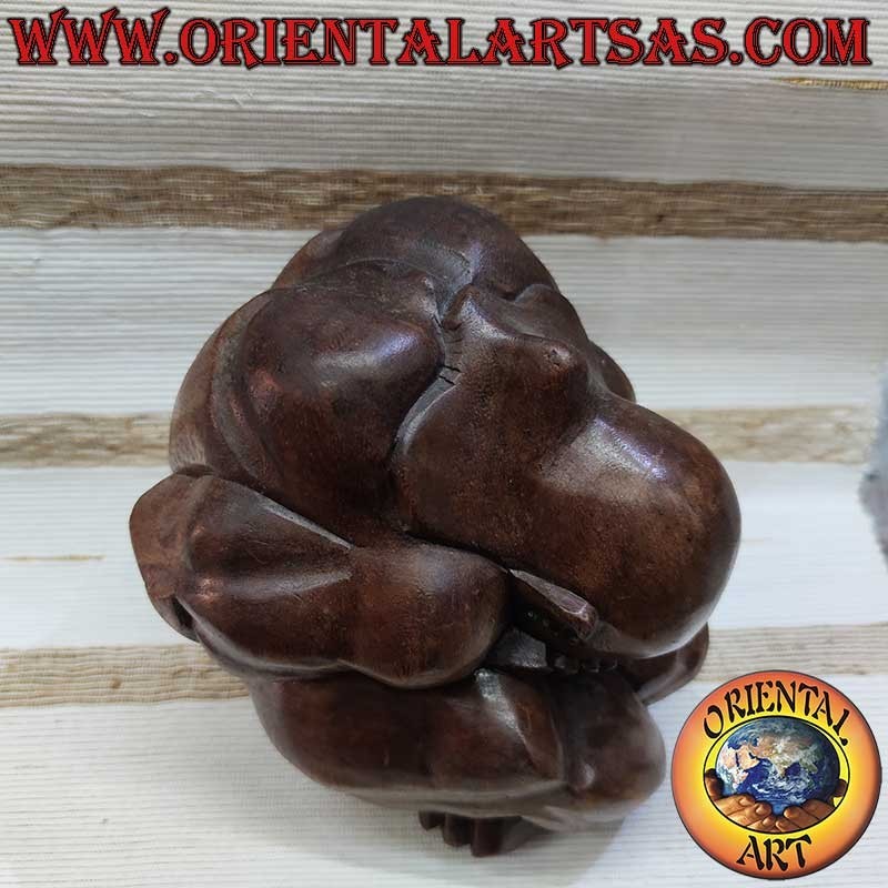 Yogi Sculpture Suar Wood Handmade 17cm - Unique Piece | Oriental Art