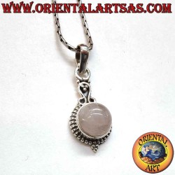 Ciondolo Quarzo Rosa Tondo Sfere Decorazioni Argento 925 - Gioiello Amore Oriental Art