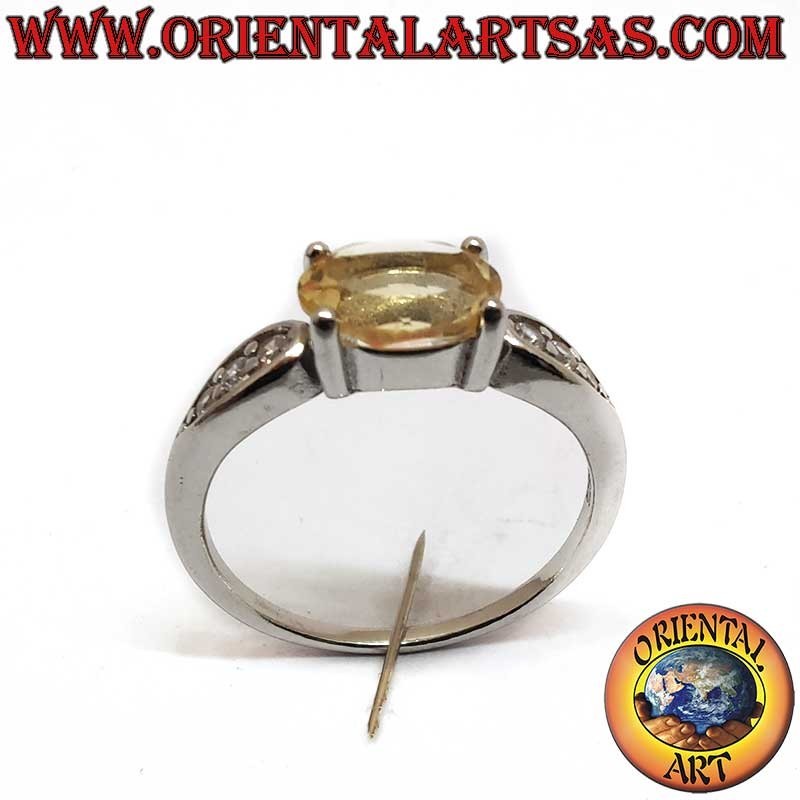 Bague Topaze Naturelle Ovale Set Diagonale Argent 925 Rhodié | Oriental Art