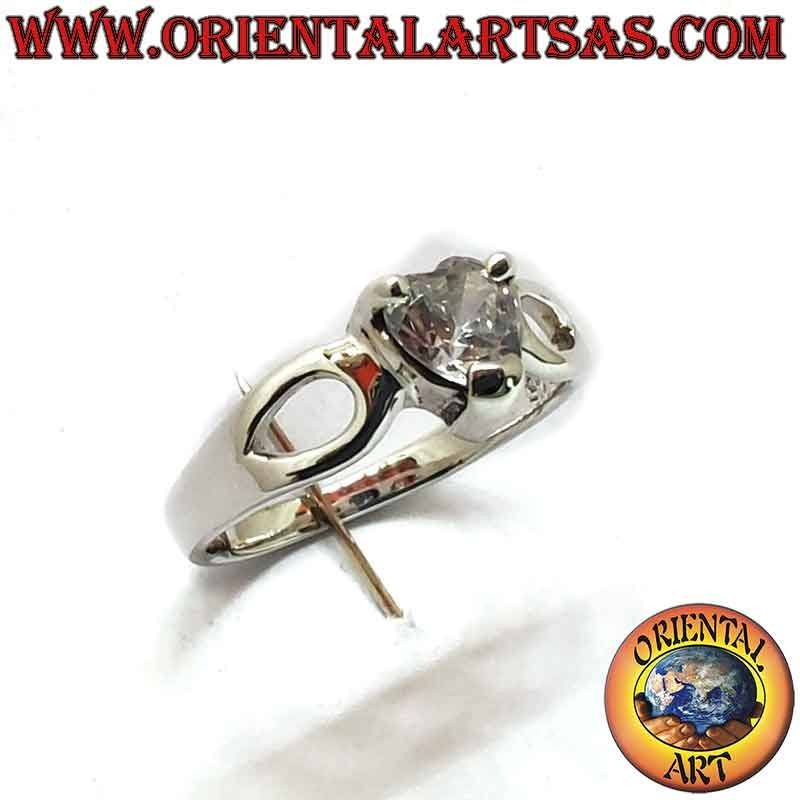 Bague Cœur Zircon Goutte Ajourée Argent 925 5x5mm | Oriental Art