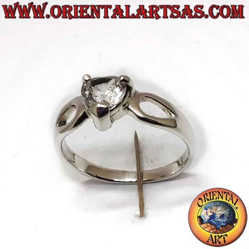 Anello Cuore Zircone Goccia Traforata Argento 925 5x5mm | Oriental Art