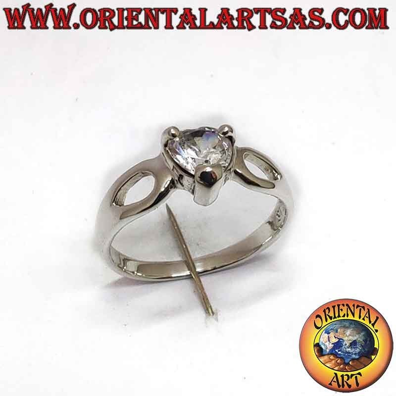 Anello Cuore Zircone Goccia Traforata Argento 925 5x5mm | Oriental Art