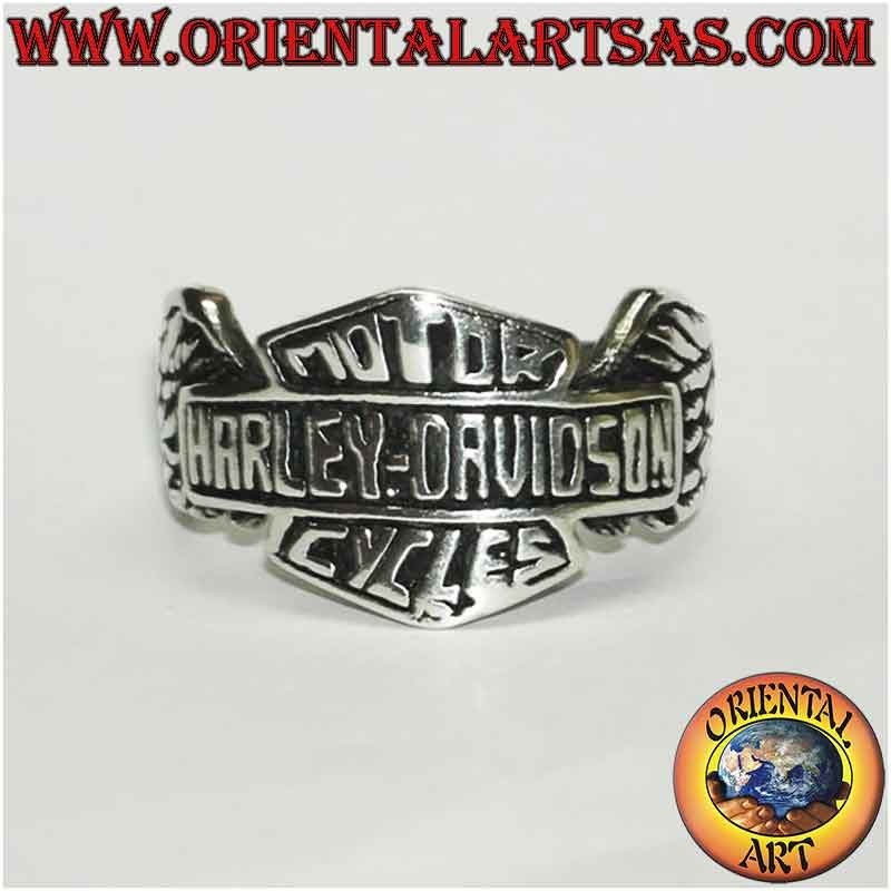Anillo Plata 925 Harley Davidson Alas Alto Relieve Biker
