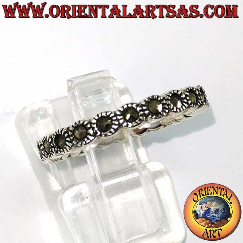 Anello Fedina Argento 925 Marcasite Incastonate Singolarmente