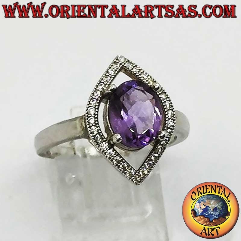 Ring aus 925er Sterlingsilber mit natürlichem Amethyst und Zirkonia