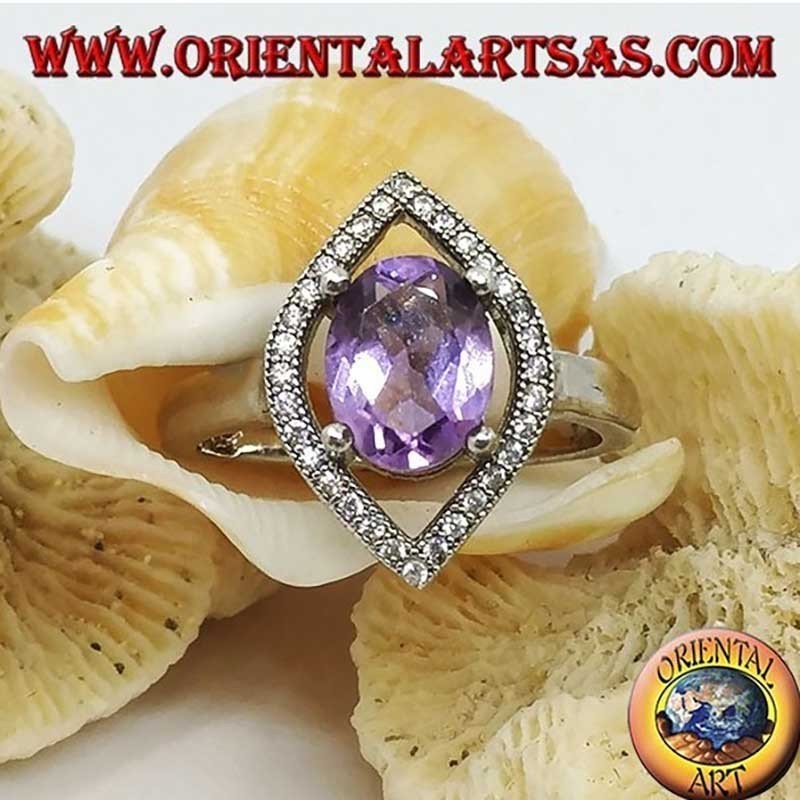Ring aus 925er Sterlingsilber mit natürlichem Amethyst und Zirkonia