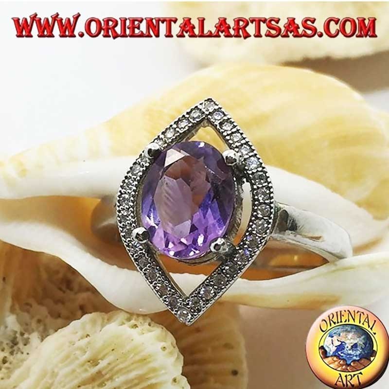 Ring aus 925er Sterlingsilber mit natürlichem Amethyst und Zirkonia