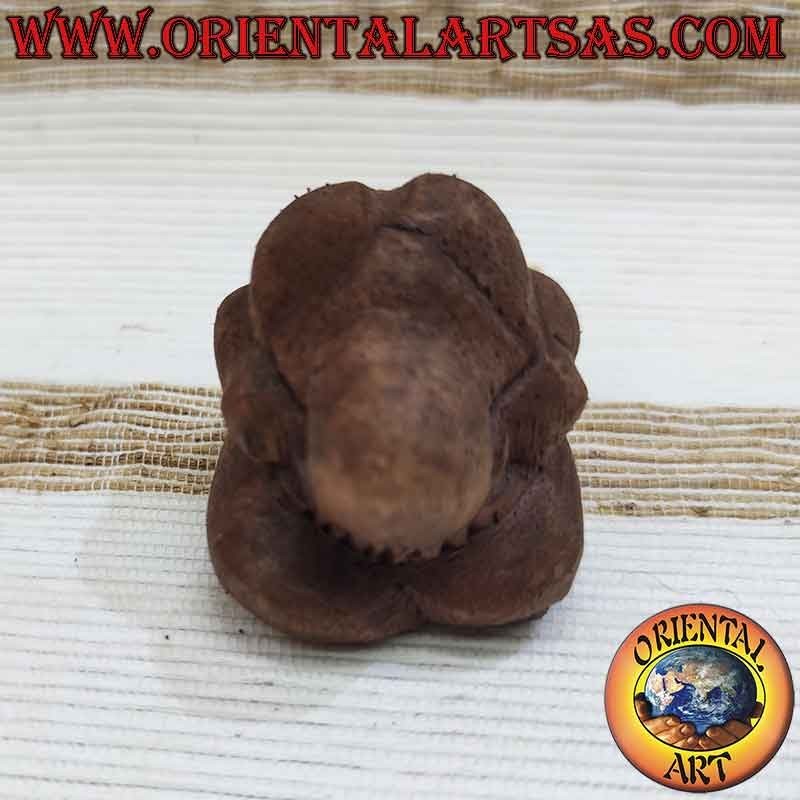 Statua Yogiman (Orang Malu) in legno di Suar. Buddha Piangente. Fatto a mano, pezzo unico. 5x5x5 cm, 20 gr. Tiene lontano ogni m