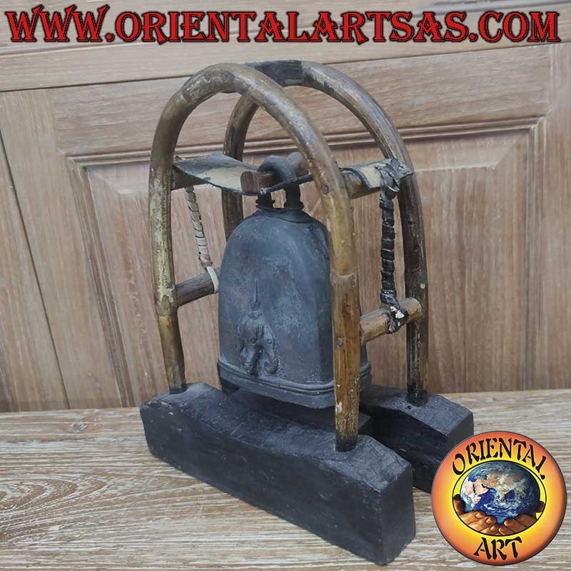 Campana Bronzo Airavata Elefante Tre Teste Alto Rilievo 3D Karen Burma
