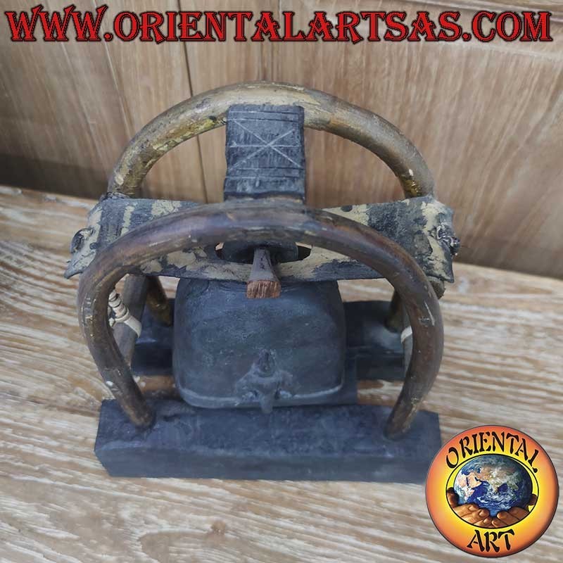 Campana Bronce Airavata Elefante Tres Cabezas Alto Relieve 3D Karen Birmania