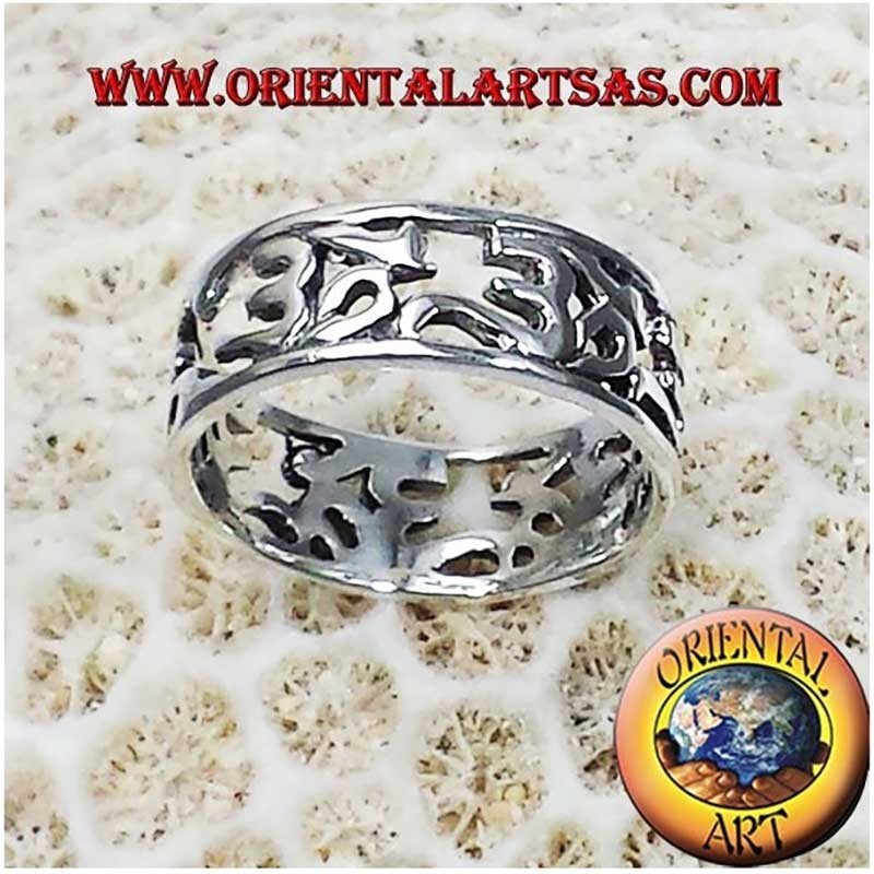 925 Silver Band Ring Om Pierced Sacred Syllable 8 mm 5g | Oriental Art