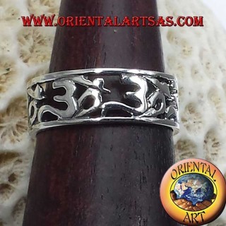 925 Silber Bandring – Heiliges Om-Symbol (ॐ) durchbrochen – Breite 8 mm – Gewicht 5 Gramm – Spiritueller Schmuck