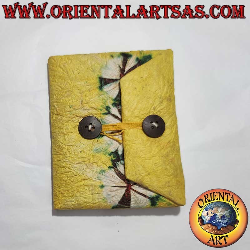 Carnet Papier Lokta Fait Main Népal Fermeture Centrale 15x11 cm