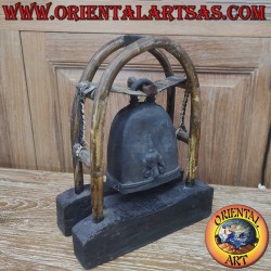 Antica campana in bronzo – Airavata elefante a tre teste ad alto rilievo 3D – Villaggi Karen della Birmania – Peso 780 grammi