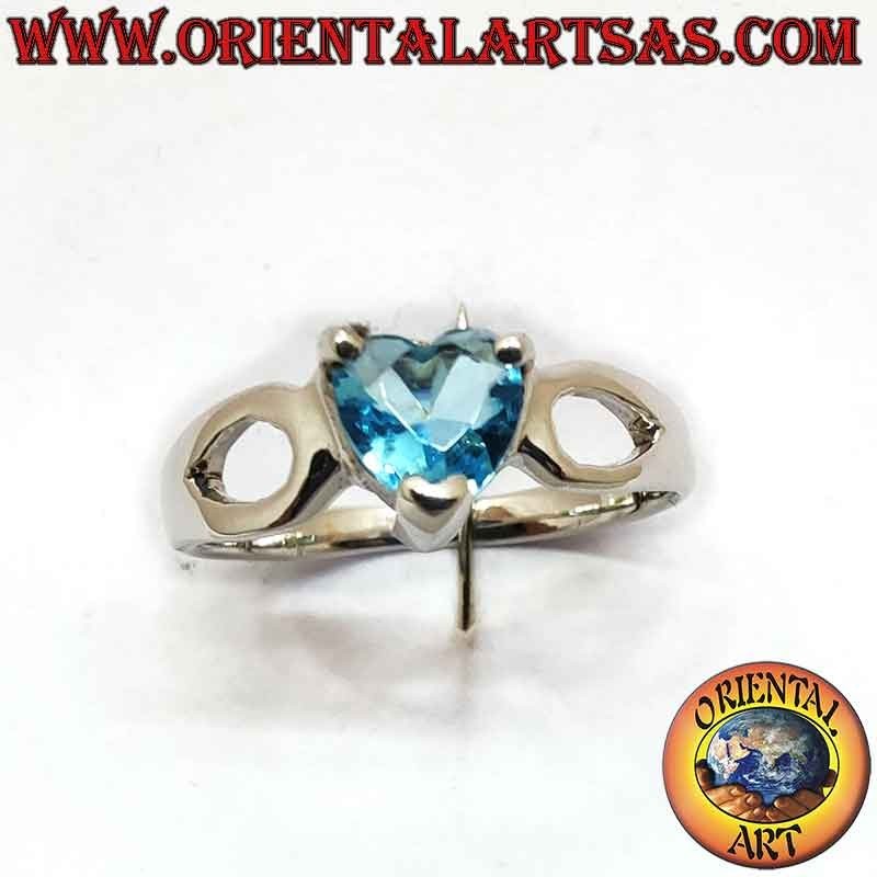 Bague Argent 925 Cœur Topaze Bleue Gouttelettes Ajourées | Oriental Art