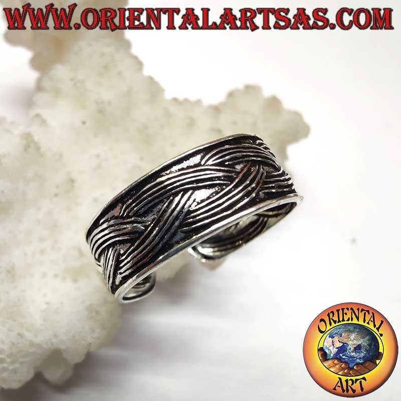 925 Silber Geflochten Ziselierter Ring Verstellbar Zeh Midi | Oriental