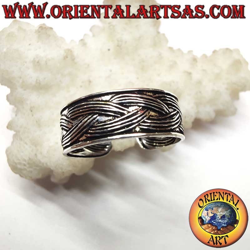 Anello Argento 925 Treccia Cesellata Regolabile Piede Falange