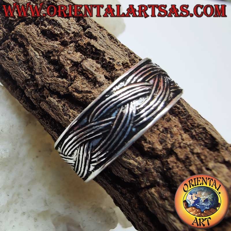 Anello Argento 925 Treccia Cesellata Regolabile Piede Falange