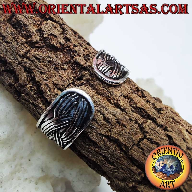 925 Silver Braided Chiseled Ring Adjustable Toe Midi | Oriental Art