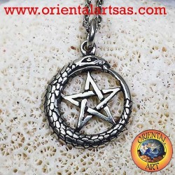 925 Silber Anhänger Ouroboros Pentagramm 35x25 mm 5,7 g