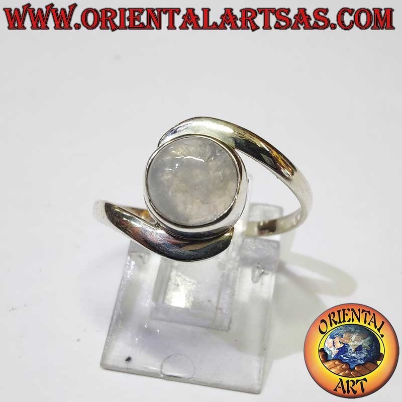 Anillo de plata 925 con piedra lunar arcoíris azul fluorescente