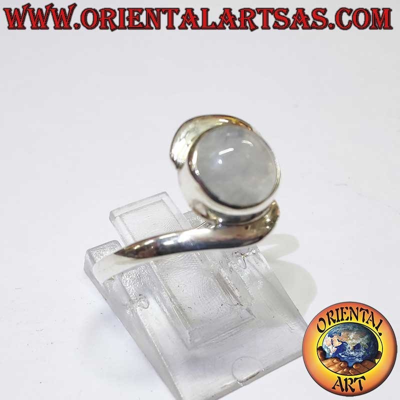 925 Silver Rainbow Moonstone Ring Blue Fluorescent |Oriental Art