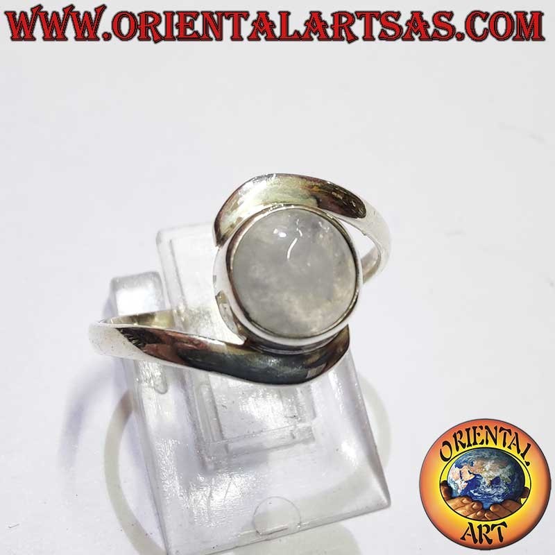 Anello Argento 925 Pietra di Luna Arcobaleno Blu
