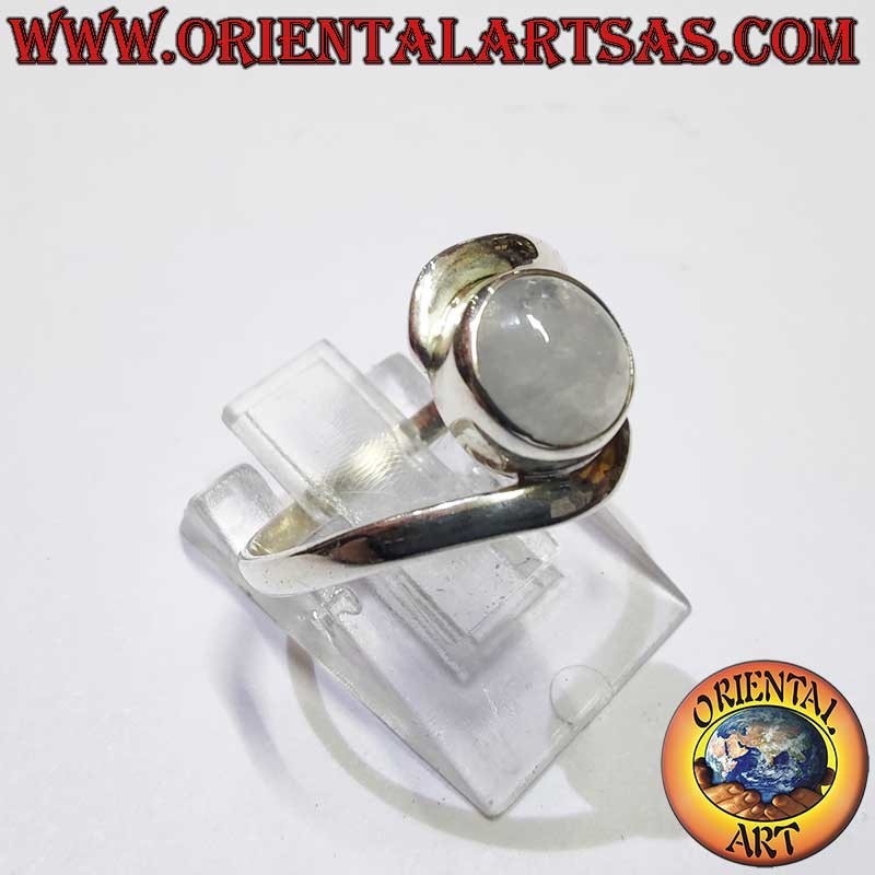 Anillo de plata 925 con piedra lunar arcoíris azul fluorescente