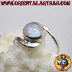 925 silver Rainbow Moonstone ring blue 7 mm 1.6 g