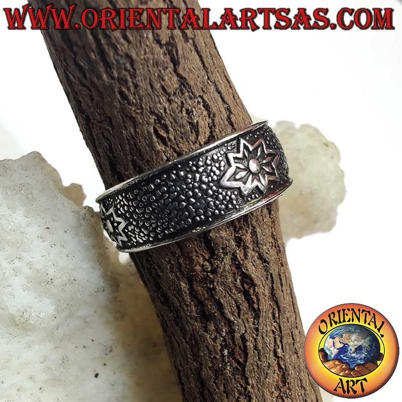 Anello Argento 925 Regolabile Fiore Cesellato Dito Piede Falange