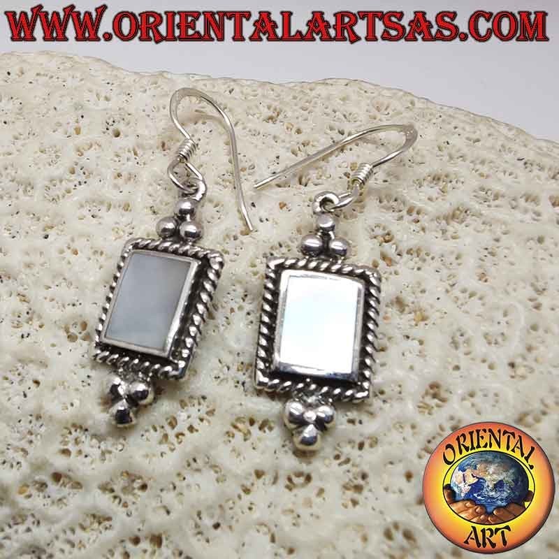 Boucles Oreilles Argent 925 Nacré Tresse Perles Pendantes