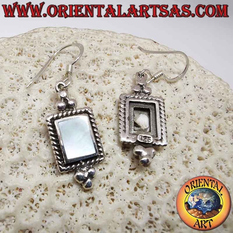 Pendientes Plata 925 Nácar Trenza Bolitas Colgantes