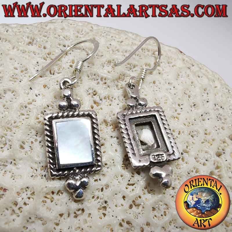 Boucles Oreilles Argent 925 Nacré Tresse Perles Pendantes