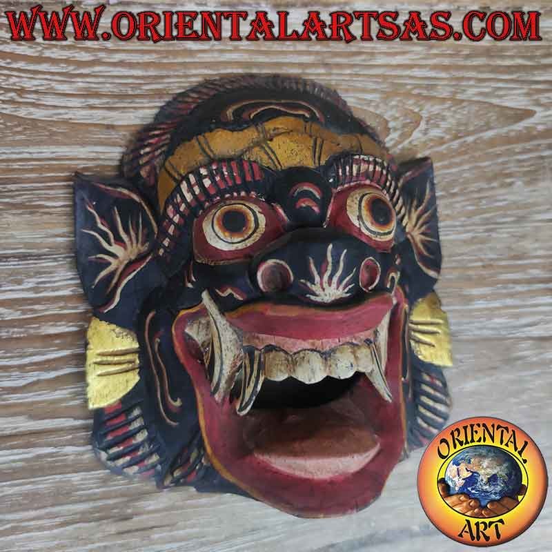 Barong mask – Hand-carved and hand-painted wood – Island of Bali – 20 cm – Balinese religious ceremonies