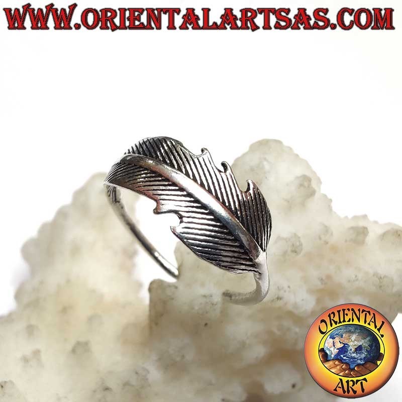 Anillo Plata 925 Ajustable Pluma Cincelada Dedo Pie Falange