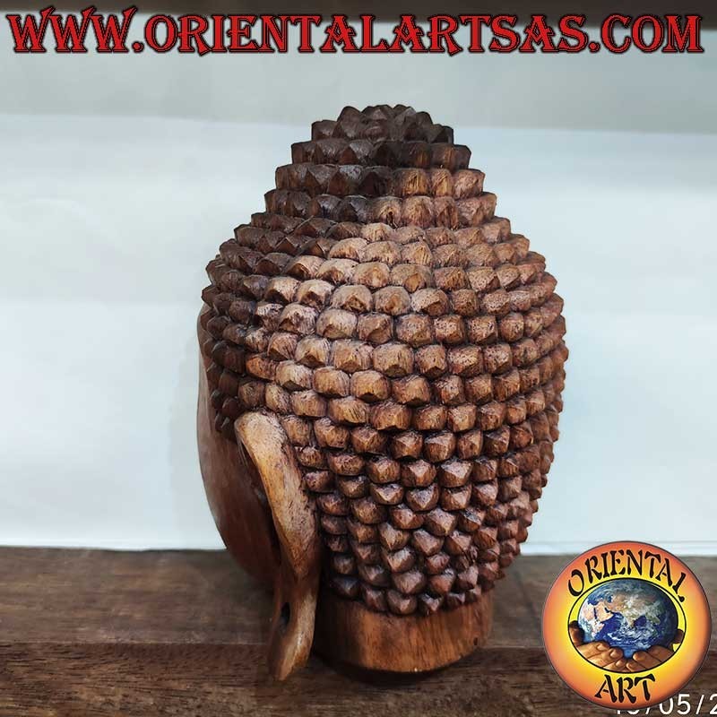 Buddha Head Suar Wood 23 cm Hand Carved Indonesia
