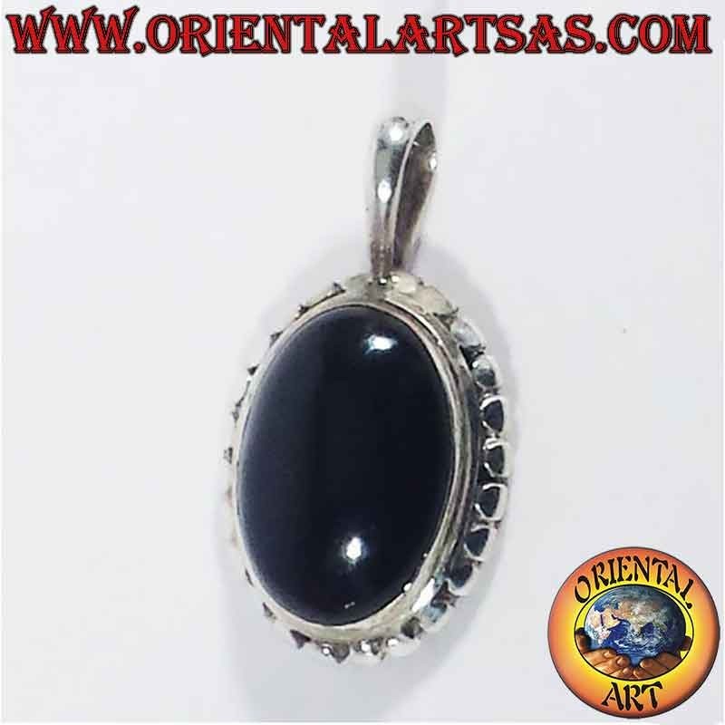 925 Silver Oval Onyx Pendant | Handmade Bali Ethnic Jewelry