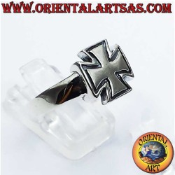 925 Silberring – Tempelritter Kreuz – Ausgehöhlter Rand – Höhe 13 mm – Breite 13 mm