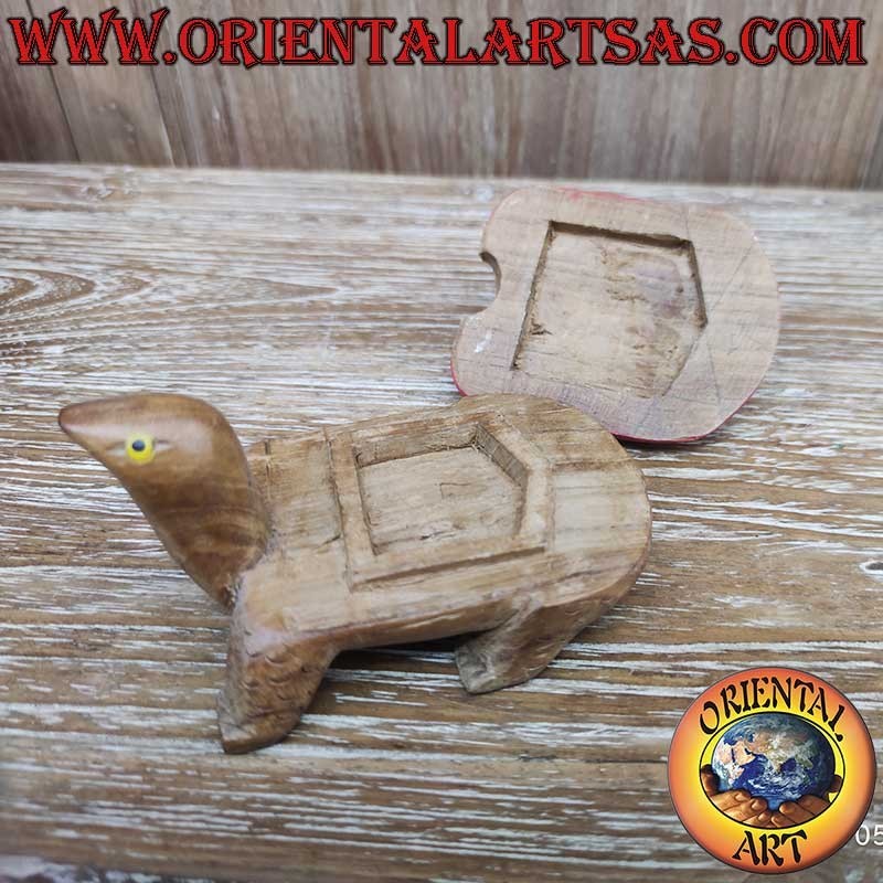 Öffnbare Teakholz Schildkröte Schmuckkästchen Thailand 14cm