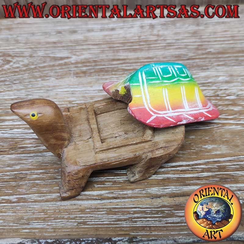 Tortuga Madera Teca Abrible Joyero Tailandia 14cm