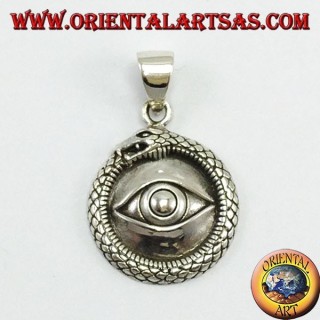 Silber Anhänger, Ouroboros mit beleuchteten Augen