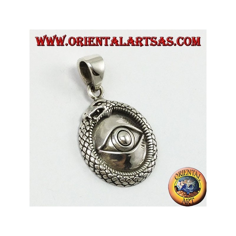 Ciondolo in argento, Ouroboros  con occhio degli illuminati