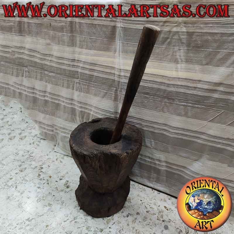 Mortier Ancien Lesung Teck avec Pilon 1900 Sulawesi