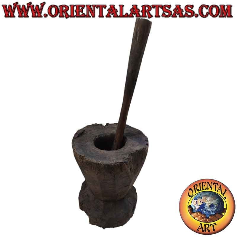 Mortero Antiguo Lesung Madera Teca 1900 Sulawesi 30Kg