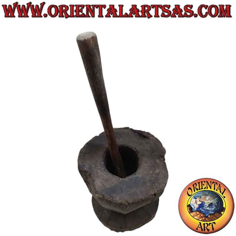 Mortier Ancien Lesung Teck avec Pilon 1900 Sulawesi
