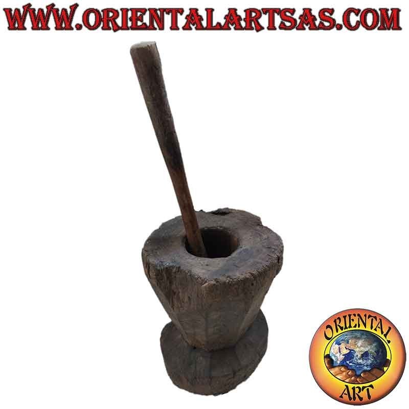 Antique Teak Wood Lesung Mortar & Pestle 1900 Sulawesi