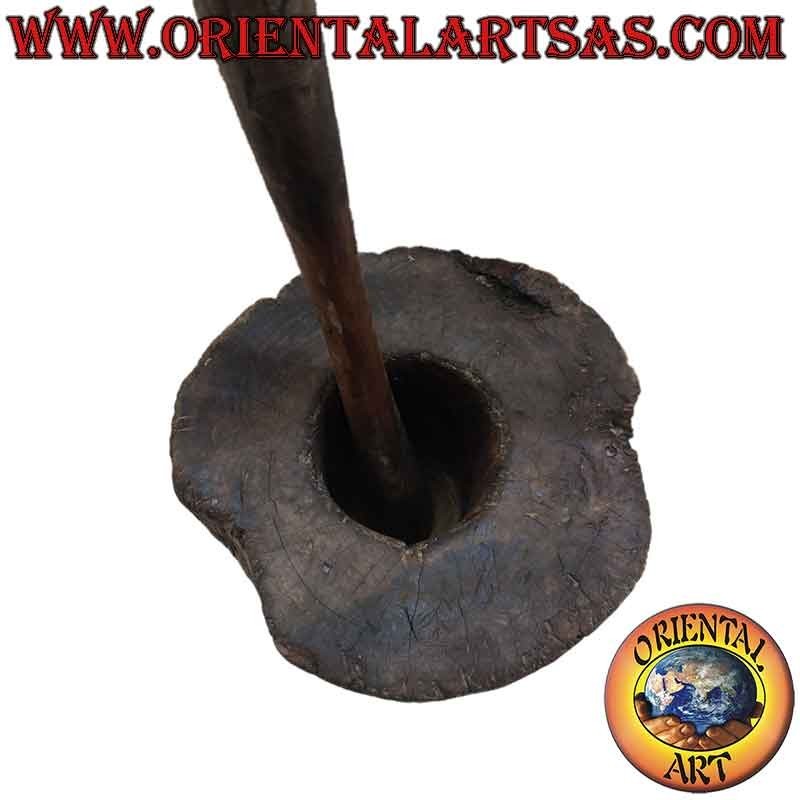 Mortero Antiguo Lesung Madera Teca 1900 Sulawesi 30Kg