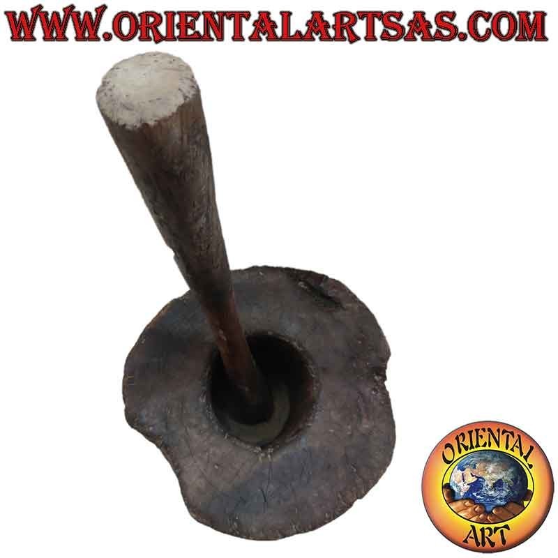 Mortier Ancien Lesung Teck avec Pilon 1900 Sulawesi