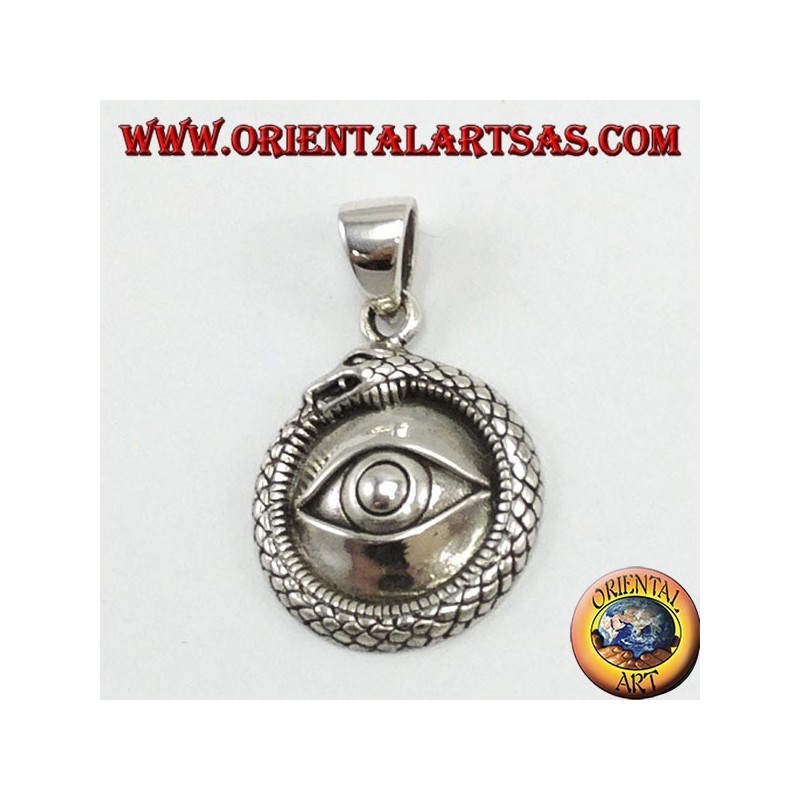 Ciondolo in argento, Ouroboros  con occhio degli illuminati